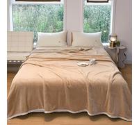 Chickwin Coperta Flanella, 7 TOG Tinta Unita Coperta Plaid Calda Invernale Copriletto Microfibra Morbida per Letto Divano, Singolo Matrimoniale Una Piazza e Mezza (Colore cammello,120x200cm)