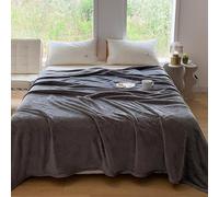 Chickwin Coperta Flanella, 7 TOG Tinta Unita Coperta Plaid Calda Invernale Copriletto Microfibra Morbida per Letto Divano, Singolo Matrimoniale Una Piazza e Mezza (Grigio scuro,200x230cm)