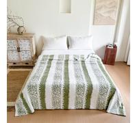 Chickwin Coperta Flanella, Stile Striscia 4.5 TOG Coperta Plaid Calda Invernale Copriletto Microfibra Morbida per Letto Divano, Singolo Matrimoniale Una Piazza e Mezza (Verde,150x200cm)