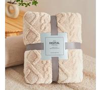 Chickwin Coperta Pile Matrimoniale Singolo Invernale Morbida Calda Coperta in Flanella Classico Coperta Plaid Coperta Letto per Viaggi, Sedia, Auto, Divano, Camera da Letto (200x230cm,Beige)