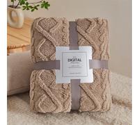 Chickwin Coperta Pile Matrimoniale Singolo Invernale Morbida Calda Coperta in Flanella Classico Coperta Plaid Coperta Letto per Viaggi, Sedia, Auto, Divano, Camera da Letto (45x65cm,Cachi)