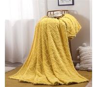 Chickwin Coperta Pile Singolo Matrimoniale Tinta Unita Plaid Coperta in Flanella Calda Coperta Fluffy Copridivano Microfibra Morbida Invernale Coperte Trapunta Divano (70x100cm,Giallo)