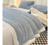 Chickwin Coperta Sherpa, Stile Tessitura Jacquard Coperta in Pile di Flanella per Divano Coperte Calda Morbida Coperta Letto Singolo Matrimoniale Una Piazza e Mezza (150x200cm,Blu Nebbia)