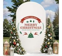 Chickwin Copertura per Archi Nuziali, Copertina di Fondo per l'arco Buon Natale, Arco di Sfondo per Matrimoni, Copertura Arco Elastico per Feste, Decorazioni forma di U (Buon Natale 5,100x200cm)