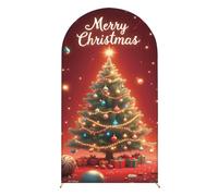 Chickwin Copertura per Archi Nuziali,Copertina di Fondo per l'arco Stampa Albero di Natale,Arco di Sfondo per Matrimoni,Copertura Arco Elastico per Feste,Decorazioni (Albero di Natale 9,6FT(80x180cm))