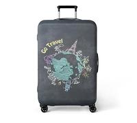 Chickwin Copri Valigia Bagagli Elastica, Coprivaligia da Viaggio Anti-Polvere Lavabile Copri Valigia Grande Protettiva Copertura per Bagagli da 19 a 30 Pollici (Viaggio nel mondo,S)
