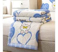 Chickwin Copriletto Matrimoniale Singolo in Coperta con Primaverile Estivo Copri Letto per Camera da Letto Face in Morbida Microfibra (180x200cm,Orso Blu)