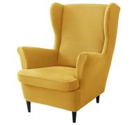 Chickwin Copripoltrona con Orecchie, Copripoltrona 1 Posto Lavabile, Piccoli Quadrati 2 Pezzi Copri Poltrona con Braccioli, Copri Poltrona Antiscivolo (Giallo)