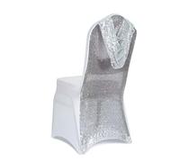 Chickwin Coprisedia per Matrimonio, Design Paillettes Fodere Coprisedie Matrimoni in Spandex Elasticizzato Universale Protezione per Sedie per Feste Cerimonie Banchetti (Bianco,4 Pezzi)