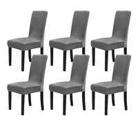 Chickwin Coprisedie con Schienale Elasticzzato, Velluto Moderno Tinta Unita Protettiva Coprisedile Sala da Pranzo Hotel Cerimonia Banchetto Lavabile Wedding Party Decor (6 Pezzi,Grigio)