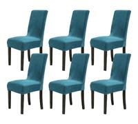 Chickwin Coprisedie con Schienale Elasticzzato, Velluto Moderno Tinta Unita Protettiva Coprisedile Sala da Pranzo Hotel Cerimonia Banchetto Lavabile Wedding Party Decor (6 Pezzi,Blu verde)