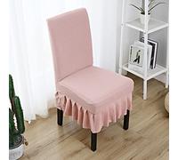 Chickwin Coprisedie Elasticizzato con Gonna, Coprisedia Velluto con Schienale 1 2 4 6 8 Pezzi, Fodere per Sedie da Pranzo Fodere Coprisedia per Matrimonio Ristorante (1 Pezzi,Rosa)