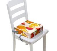 Chickwin Cuscino Rialzo Sedia per Bambini, Alzatina Riduttore Sedia Bambini da Tavolo 4-12 Anni Smontabile Regolabile Seggiolino con 2 Cinghie di Sicurezza (Frutto 3,32 * 32 * 8cm)