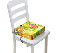 Chickwin Cuscino Rialzo Sedia per Bambini, Alzatina Riduttore Sedia Bambini da Tavolo 4-12 Anni Smontabile Regolabile Seggiolino con 2 Cinghie di Sicurezza (Frutto F,32 * 32 * 8cm)