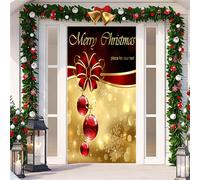 Chickwin Decorazione Copriporta di Natale, Romantico Copertura della Porta Copri Porta del Babbo Natale, Appendere Banner Sfondo Fotografico Festa di Natale, 78, x35,4 Pollici (d'oro)