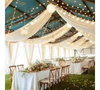 Chickwin Drappeggio di Arco Nozze Grazia, Arco Matrimonio con 2 Nastri, Tulle Tenda in Chiffon Tessuto, Drappeggio per Arco Nuziale Sfondo Decorazioni, Decorazioni Matrimonio (Champagne,76x600cm)