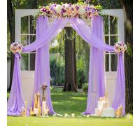 Chickwin Drappeggio di Arco Nozze Grazia, Arco Matrimonio con 2 Nastri, Tulle Tenda in Chiffon Tessuto, Drappeggio per Arco Nuziale Sfondo Decorazioni, Decorazioni Matrimonio (Viola1,76x600cm)