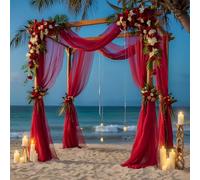Chickwin Drappeggio di Arco Nozze Grazia, Arco Matrimonio con 2 Nastri, Tulle Tenda in Chiffon Tessuto, Drappeggio per Arco Nuziale Sfondo Decorazioni, Decorazioni Matrimonio (Rosso1,160x100cm)