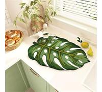 Chickwin Forma Pianta Verde Tappetino Scolapiatti,Scolapiatti Assorbente,Tappetino Macchina Caffe Antiscivolo,Tappetini Bancone Cucina Asciugatura Rapida,Accessori Cucina (Monstera,30x40cm)