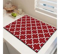 Chickwin Geometria Semplice Tappetino Scolapiatti, Scolapiatti Assorbente, Tappetino Macchina Caffe Antiscivolo, Tappetini Bancone Cucina Asciugatura Rapida, Accessori Cucina (Rosso,40x60cm)