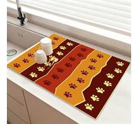 Chickwin Graziosi Tappetino Scolapiatti, Motivi a Forma di Zampa Scolapiatti Assorbente, Tappetino Macchina Caffe con Supporto in Gomma Antiscivolo, Tappetini Bancone Cucina (Marrone,40x50cm)