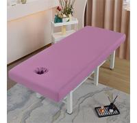 Chickwin Impermeabile Lenzuola da Lettino per Massaggi, Lenzuolo con Angoli per Spa Morbido, Copertura Protettiva per Lettino da Massaggio di Bellezza con Foro per Il Viso (190x75cm,Viola)