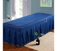 Chickwin Lenzuola da Lettino per Massaggi, Cotone Lenzuolo con Foro & Orlo per Spa Copertura Protettiva per Lettino da Massaggio di Bellezza (60x180cm,Plaid blu navy)
