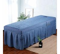 Chickwin Lenzuola da Lettino per Massaggi, Cotone Lenzuolo con Foro & Orlo per Spa Copertura Protettiva per Lettino da Massaggio di Bellezza (70x185cm,Plaid blu)
