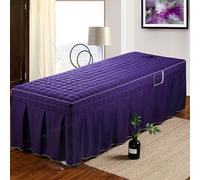 Chickwin Lenzuola da Lettino per Massaggi, Cotone Lenzuolo con Foro & Orlo per Spa Copertura Protettiva per Lettino da Massaggio di Bellezza (70x185cm,Plaid viola)