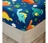 Chickwin lenzuolo con angoli elasticizzati, 160x200 cm, motif dinosauri, microfibra, per letto a molle, fino a 30 cm