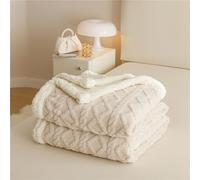 Chickwin Pile Sherpa Jacquard Spessa Invernale Calda Microfibra Divano Fluffy Super Morbida per Letto Singolo Matrimoniale (180x200cm, Latte Bianco)