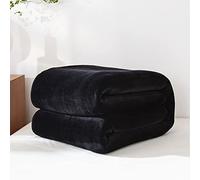 Chickwin Plaid di Flanella Plaid in Pile, Tinta Unita Coperte Calda Plaid in Pile di Flanella Microfibra Morbida Coperte Trapunta per Divano Singolo Matrimoniale (Nero,120x200cm)
