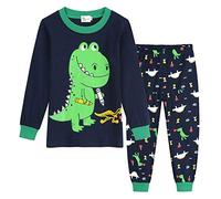 Chickwin Ragazzo Maniche Lunga Pigiama Set in Cotone, Inverno Pigiama Due Pezzi Morbido con Stampa Dinosauro del Fumetto per Bambini - Migliori Regali di Natale