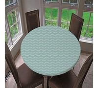 Chickwin Rotonda Tovaglia con Bordo Elastico, Copritavolo Impermeabile Antiscivolo, Stampa Strisce Colorate 3D Creativo Tovaglia per Cucina, Picnic, Interno e Esterno (120cm,Azzurro)