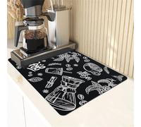 Chickwin Tappetino Scolapiatti,Colore Semplice Uniforme Scolapiatti Assorbente,Tappetino Macchina Caffe con Supporto in Gomma Antiscivolo,Tappetini Bancone Cucina Asciugatura (Nero 3,50x60cm)
