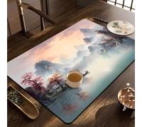 Chickwin Tappetino Scolapiatti, Montagna Cinese Scolapiatti Assorbente, Tappetino Macchina Caffe con Supporto in Gomma Antiscivolo, Tappetini Bancone Cucina Asciugatura (Giallo,50x80cm)