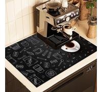 Chickwin Tappetino Scolapiatti Motivo a Chicco di caffè, Scolapiatti Assorbente, Tappetino Macchina Caffe con Supporto in Gomma Antiscivolo, Tappetini Bancone Cucina Asciugatura (Nero 9,30x40cm)