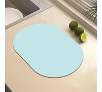 Chickwin Tappetino Scolapiatti, Ovale Tinta Unita Scolapiatti Assorbente, Tappetino Macchina Caffe con Supporto in Gomma Antiscivolo, Tappetini Bancone Cucina Asciugatura Rapida (Verde Acqua,30x40cm)