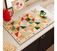 Chickwin Tappetino Scolapiatti, Puzzle Multicolore Scolapiatti Assorbente, Tappetino Macchina Caffe con Supporto in Gomma Antiscivolo, Tappetini Bancone Cucina Asciugatura Rapida (Multicolore,30x40cm)