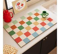 Chickwin Tappetino Scolapiatti, Puzzle Multicolore Scolapiatti Assorbente, Tappetino Macchina Caffe con Supporto in Gomma Antiscivolo, Tappetini Bancone Cucina Asciugatura Rapida (Arcobaleno,40x50cm)