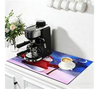 Chickwin Tappetino Scolapiatti, Scolapiatti Assorbente, Tappetino Macchina Caffe con Supporto in Gomma Antiscivolo, Tappetini Bancone Cucina Asciugatura Rapida (Pupazzo di Neve Rosso,50x60cm)