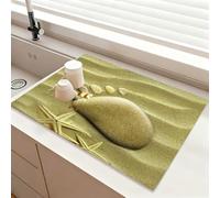 Chickwin Tappetino Scolapiatti, Scolapiatti Assorbente, Tappetino Macchina Caffe con Supporto in Gomma Antiscivolo, Ciottoli Semplici Tappetini Bancone Cucina Asciugatura Rapida (Cachi,50x60cm)