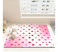 Chickwin Tappetino Scolapiatti, Stampa Pois, Scolapiatti Assorbente, Tappetino Macchina Caffe con Gomma Antiscivolo, Tappetini Bancone Cucina Asciugatura Rapida (Rosso,50x60cm)