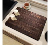 Chickwin Tappetino Scolapiatti, Stampa su Legno Scolapiatti Assorbente, Tappetino Macchina Caffe con Supporto in Gomma Antiscivolo, Tappetini Bancone Cucina Asciugatura Rapida (caffè 1,50x60cm)