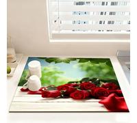 Chickwin Tappetino Scolapiatti, Stile Rosa Francese Scolapiatti Assorbente, Tappetino Macchina Caffe con Supporto in Gomma Antiscivolo, Tappetini Bancone Cucina Asciugatura (Verde,50x50cm)