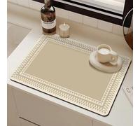 Chickwin Tappetino Scolapiatti,Stile Wabi-Sabi Classico Scolapiatti Assorbente,Tappetino Macchina Caffe con Supporto in Gomma Antiscivolo,Tappetini Bancone Cucina Asciugatura (Cammello,50x60cm)