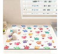 Chickwin Tappetino Scolapiatti, Tappetino Macchina Caffe, Stampa di Zampa, Antiscivolo & Assorbente Tappetino Lavello Asciugatura Rapida per Bancone Cucina (Colorato,40x50cm)