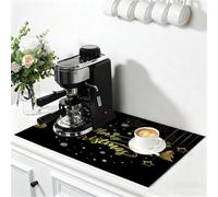 Chickwin Tappetino Scolapiatti, Tema Natalizio Scolapiatti Assorbente, Tappetino Macchina Caffe con Supporto Antiscivolo,Tappetini Bancone Cucina Asciugatura Rapida (Natale Nero,50x60cm)