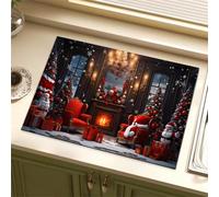 Chickwin Tappetino Scolapiatti, Vigilia di Natale Scolapiatti Assorbente, Tappetino Macchina Caffe con Supporto in Gomma Antiscivolo, Tappetini Bancone Cucina Asciugatura (Babbo Natale 1,30x40cm)