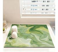 Chickwin Texture Marmo 3D Tappetino Scolapiatti, Scolapiatti Assorbente, Tappetino Macchina Caffe Antiscivolo, Tappetini Bancone Cucina Asciugatura Rapida, Accessori Cucina (Verde,50x60cm)